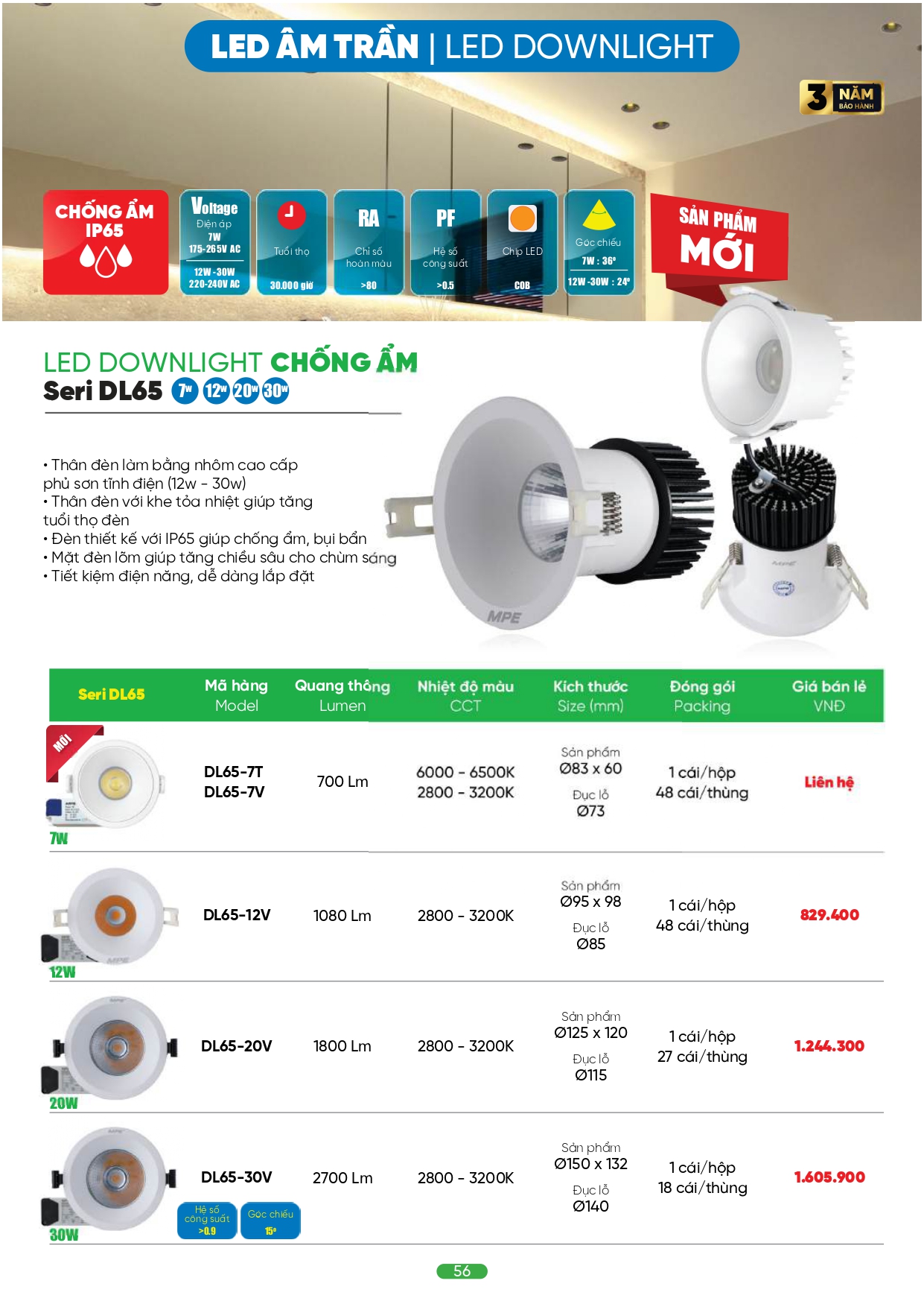 Bảng giá đèn LED MPE 2026